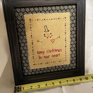 Handmade 'Keep Christmas in Your Heart' Framed Holiday Stitch Art - Black Frame